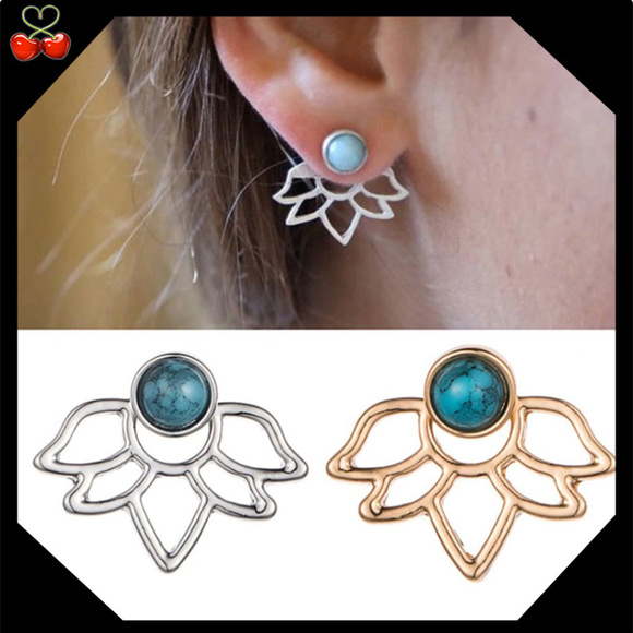 Mary's Cherries Boutique Jewelry - 🍒2/$25 BLUE Lotus Flower 💮 Ear Jackets